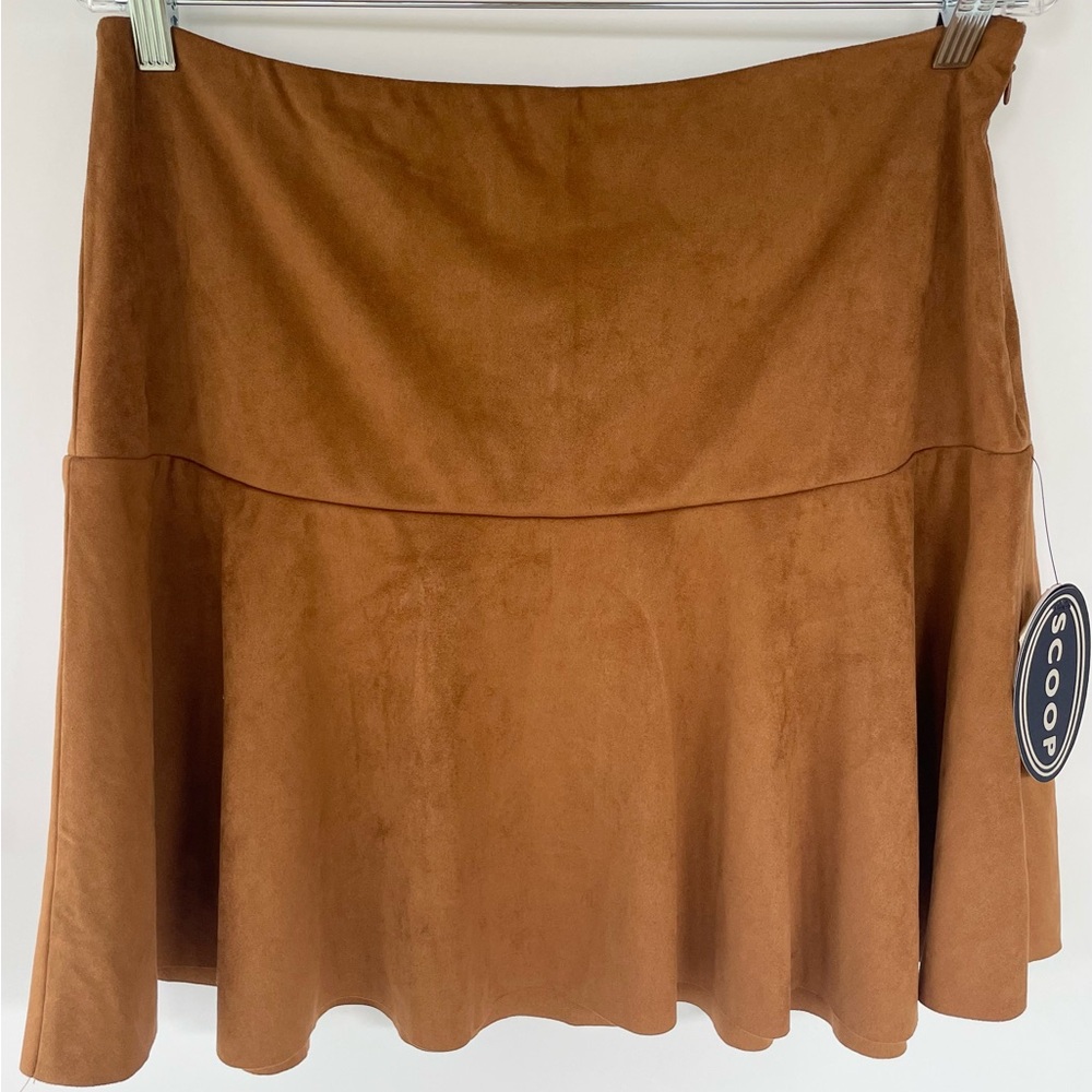 SCOOP Women’s Faux Suede Mini Skirt Camel Size L/12-14 Boho Hippie Festival NWT